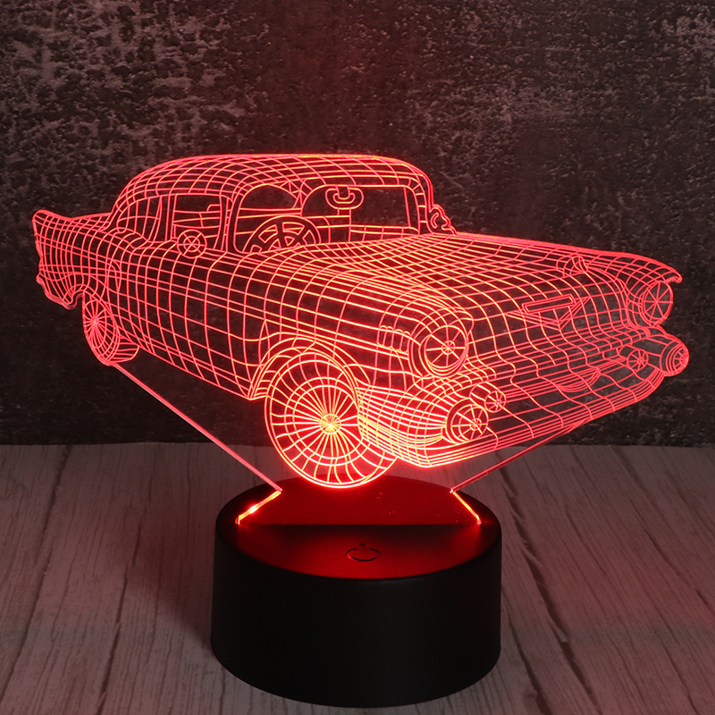 3d七彩小夜燈亞克力立體小夜燈創意汽車小夜燈廠家定製