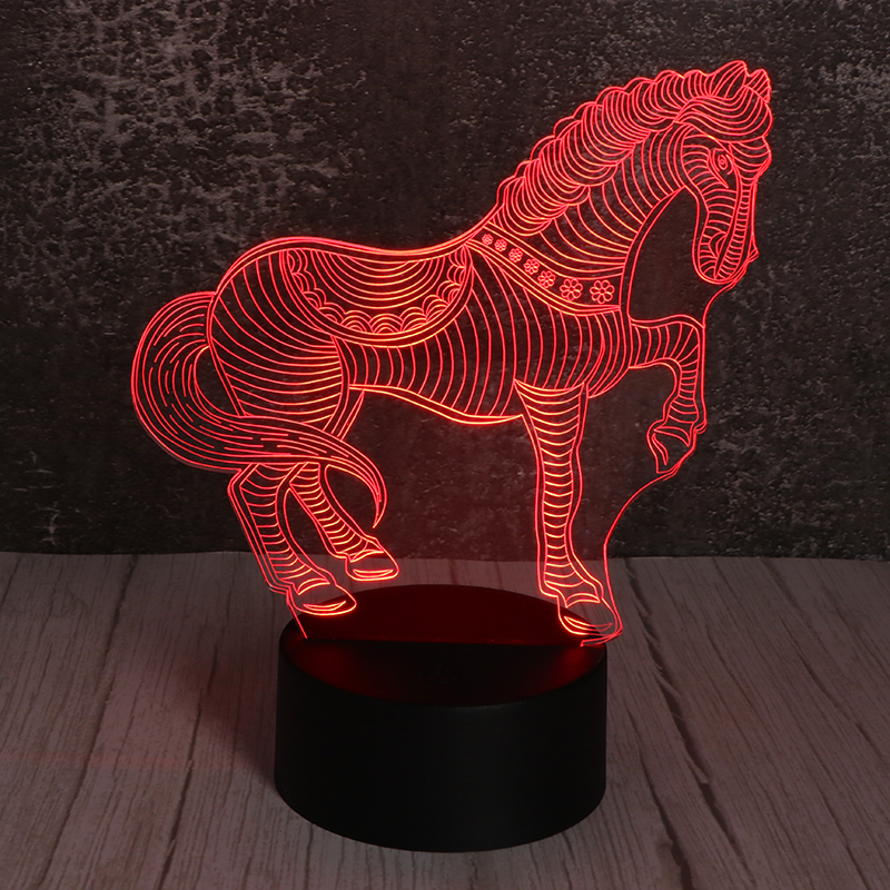 3d立體小夜（yè）燈創意亞克力立（lì）體小夜燈七彩小夜燈千裏馬定製